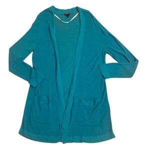 Torrid Blue Open Front Pocket Ribbed Trim Cardigan Women’s Size 2x